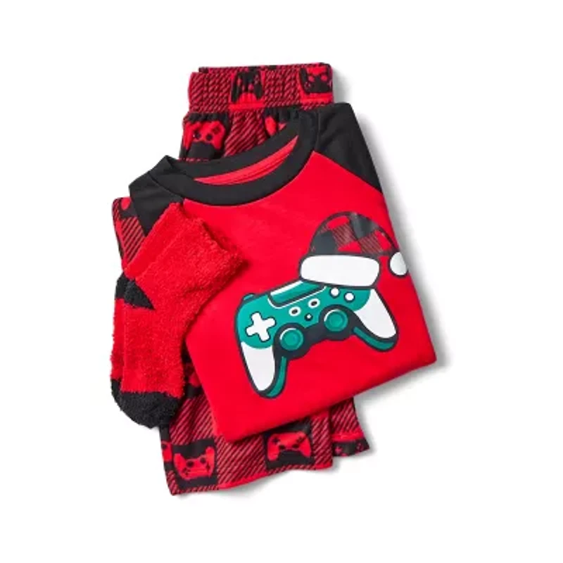 Little & Big Kid Boys Microfleece Crew Neck Long Sleeve 3-pc. Pajama Sets