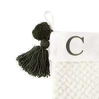 North Pole Trading Co. Ivory Knit Monogram Christmas Stocking