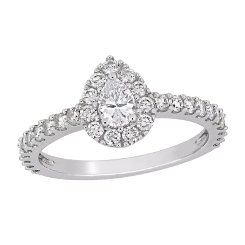 Womens 1 CT. T.W. Natural White Diamond 14K Gold Pear Engagement Ring