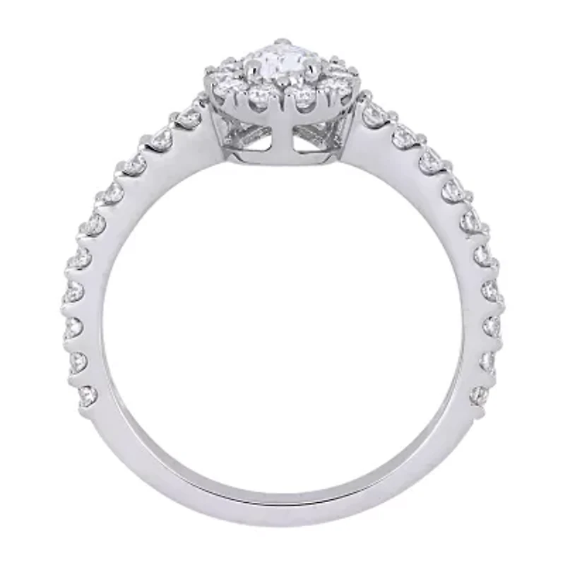 Womens 1 CT. T.W. Natural White Diamond 14K Gold Pear Engagement Ring