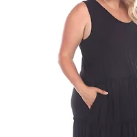 White Mark Womens Sleeveless Midi Plus Maxi Dress