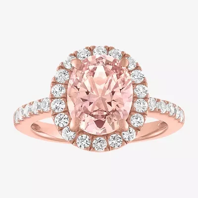 Womens Simulated Champagne Morganite 14K Rose Gold Over Silver Cocktail Ring