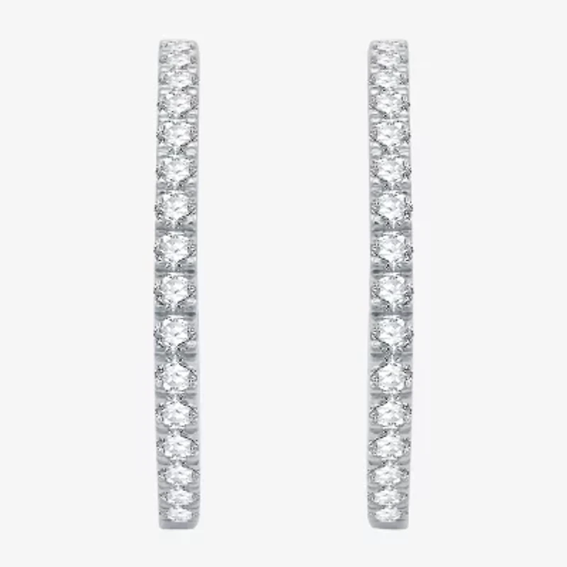 (H-I / I1) 4 CT. T.W. Lab Grown Diamond 10K or 14K White Yellow Gold 34.3mm Hoop Earrings