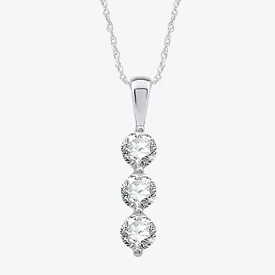 3-Stone Linear (H-I / I1) Womens 1 1/4 CT. T.W. Lab Grown Diamond 10K White Gold 18 Inch Pendant Necklace