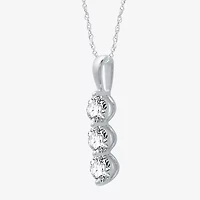 3-Stone Linear (H-I / I1) Womens 1 1/4 CT. T.W. Lab Grown White Diamond 10K White Gold 18 Inch Pendant Necklace