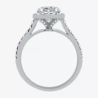 Signature By Modern Bride Womens 2 1/4 CT. T.W. Natural Diamond 14K White Gold Cushion Side Stone Halo Bridal Set