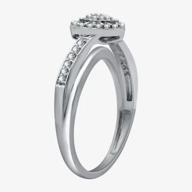 Womens 1/4 CT. T.W. Natural White Diamond Sterling Silver Heart Promise Ring