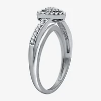 Womens 1/4 CT. T.W. Natural White Diamond Sterling Silver Heart Promise Ring
