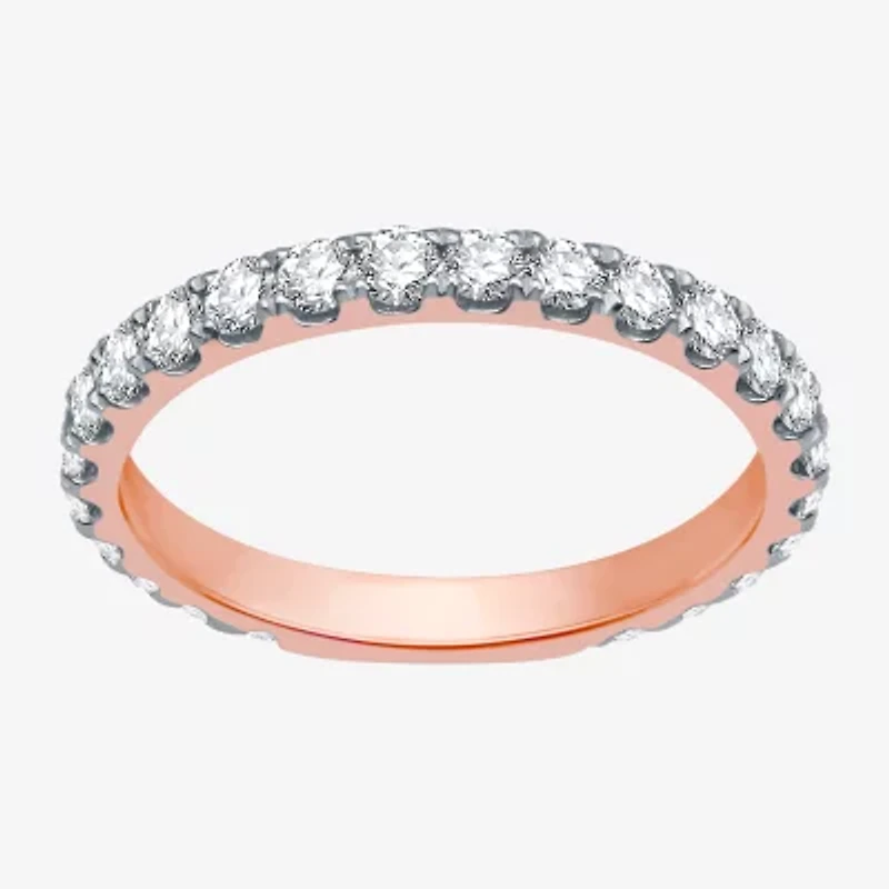 H-I / I1) Womens CT. T.W. Lab Grown White Diamond 10K Rose Gold Wedding Band