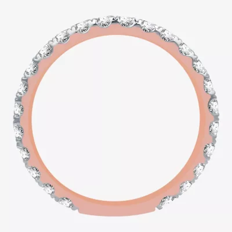 H-I / I1) Womens CT. T.W. Lab Grown White Diamond 10K Rose Gold Wedding Band