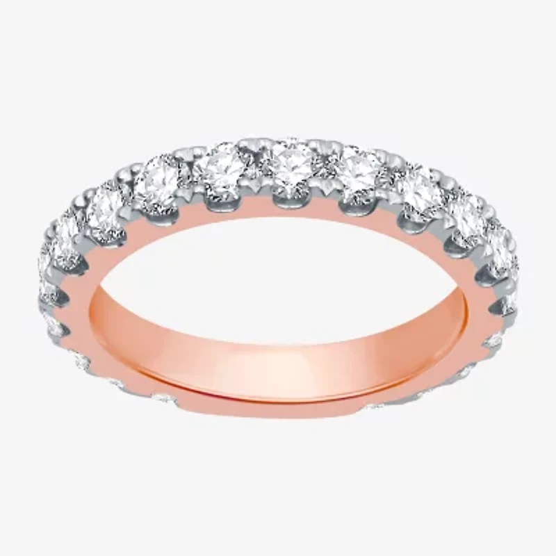 (H-I / I1) Womens 2 CT. T.W. Lab Grown White Diamond 10K Rose Gold Wedding Band