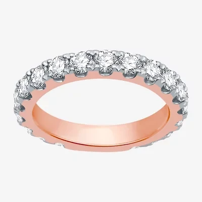 (H-I / I1) Womens 2 CT. T.W. Lab Grown White Diamond 10K Rose Gold Wedding Band
