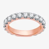 (H-I / I1) Womens 2 CT. T.W. Lab Grown White Diamond 10K Rose Gold Wedding Band