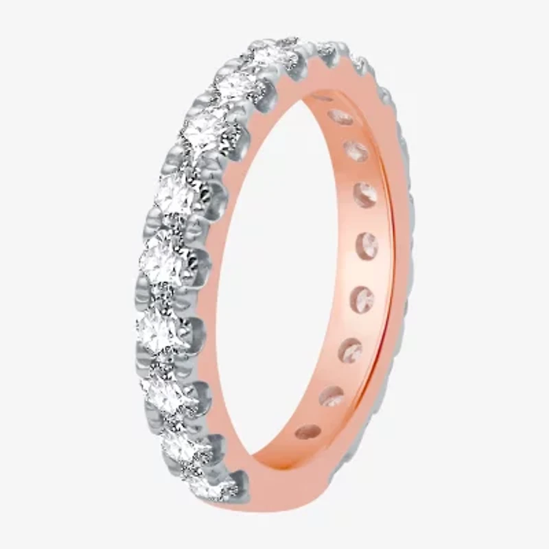 (H-I / I1) Womens 2 CT. T.W. Lab Grown White Diamond 10K Rose Gold Wedding Band