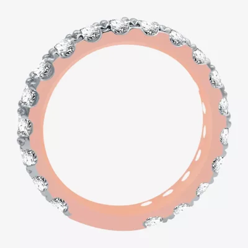 (H-I / I1) Womens 2 CT. T.W. Lab Grown White Diamond 10K Rose Gold Wedding Band