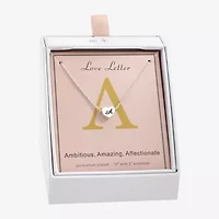 Sparkle Allure Initial Womens Pure Silver Over Brass Heart 16 Inch Pendant Necklace