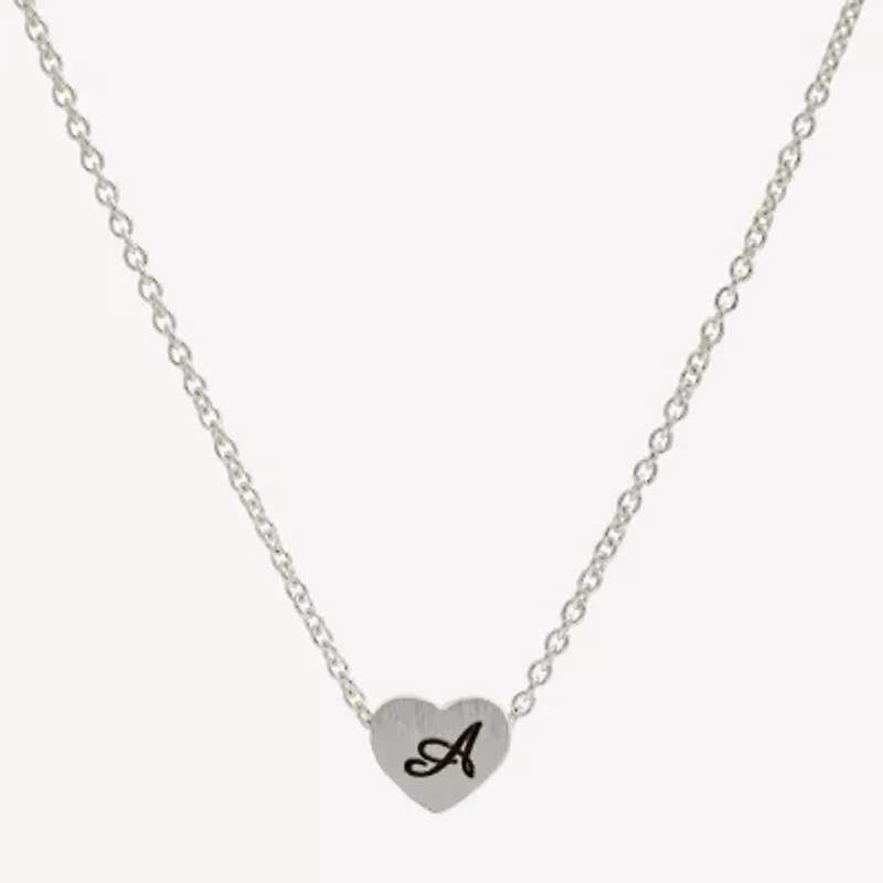 Sparkle Allure Initial Womens Pure Silver Over Brass Heart 16 Inch Pendant Necklace