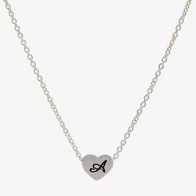 Sparkle Allure Initial Womens Pure Silver Over Brass Heart 16 Inch Pendant Necklace