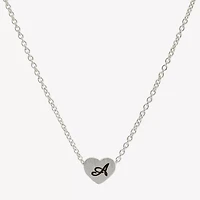 Sparkle Allure Initial Womens Pure Silver Over Brass Heart 16 Inch Pendant Necklace