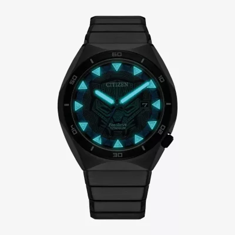Citizen Black Panther Marvel Mens Silver Tone Bracelet Watch Aw1668-50w