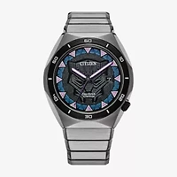 Citizen Black Panther Marvel Mens Silver Tone Bracelet Watch Aw1668-50w