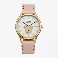 Citizen Mickey Mouse Mickey Mouse Womens Pink Leather Strap Watch Bv1132-08w