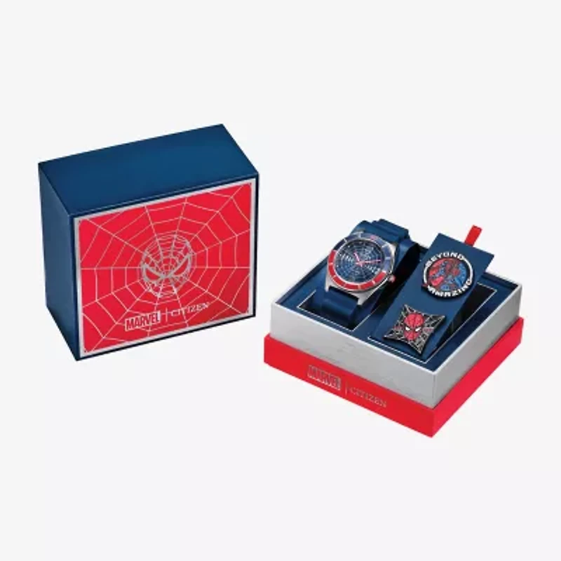 Citizen Marvel Spiderman Mens Blue 3-pc. Watch Boxed Set Aw2050-49w