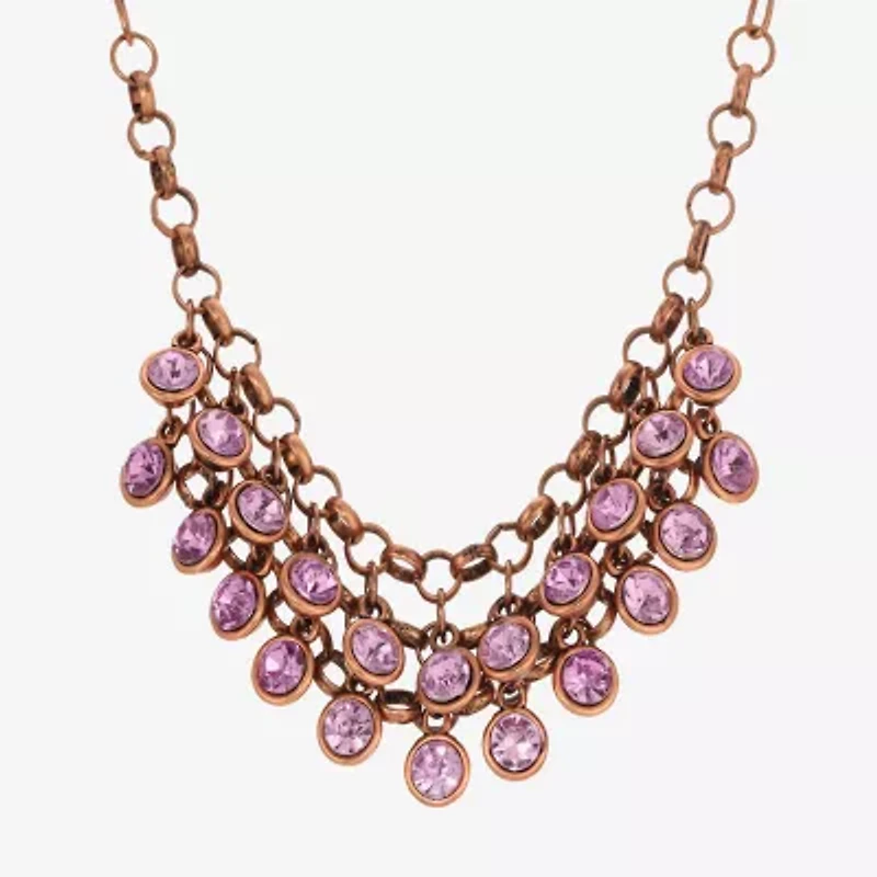1928 Copper-Tone Womens Purple 16 Inch Collar Necklace