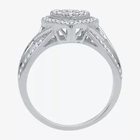 I Said Yes (H-I / I1) Womens 1/2 CT. T.W. Lab Grown White Diamond Sterling Silver Heart Side Stone Halo Engagement Ring