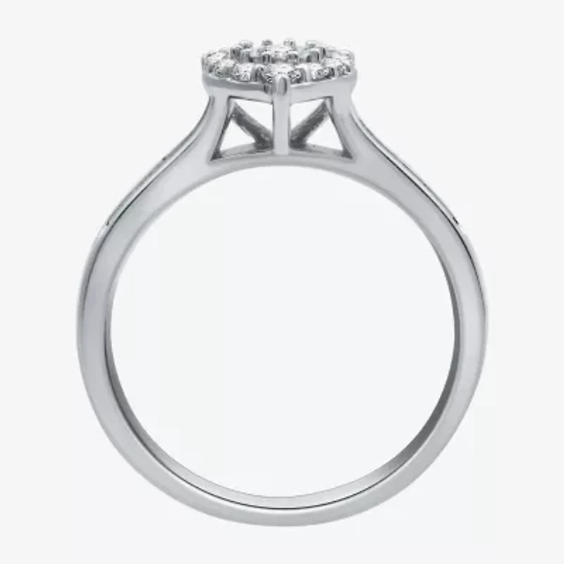 I Said Yes (H-I / I1) Womens 3/8 CT. T.W. Lab Grown White Diamond Sterling Silver Heart Side Stone Halo Bridal Set