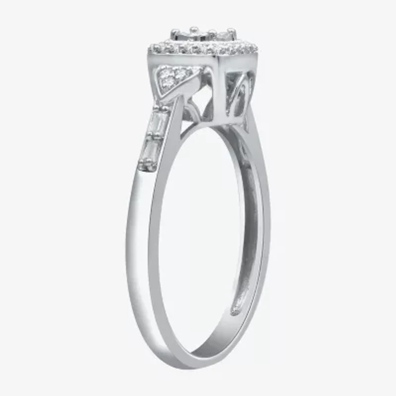 Promise My Love Womens 1/4 CT. T.W. Natural White Diamond Sterling Silver Ring