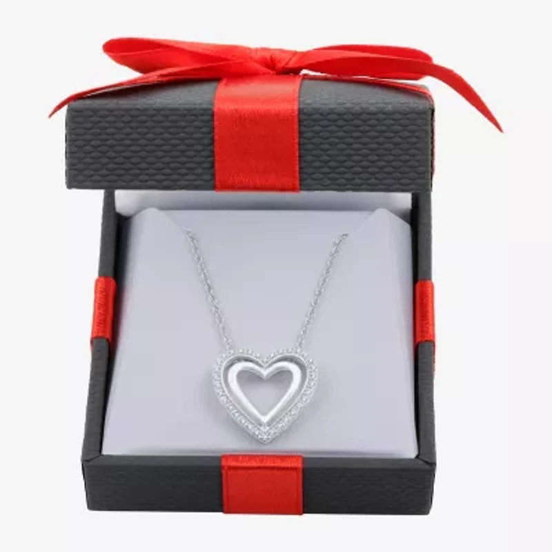 Yes, Please! Womens 1/10 CT. T.W. Natural White Diamond Sterling Silver Heart 18 Inch Pendant Necklace