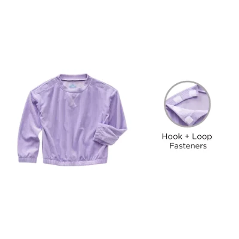 Thereabouts Little & Big Kid Girls Easy-on + Easy-off Round Neck Adaptive Long Sleeve Sweatshirt