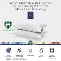 Ella Jayne MicronOne Dust Mite, Bedbug, Allergen-Free Down Alternative Pillow, Medium Density, Set of 2