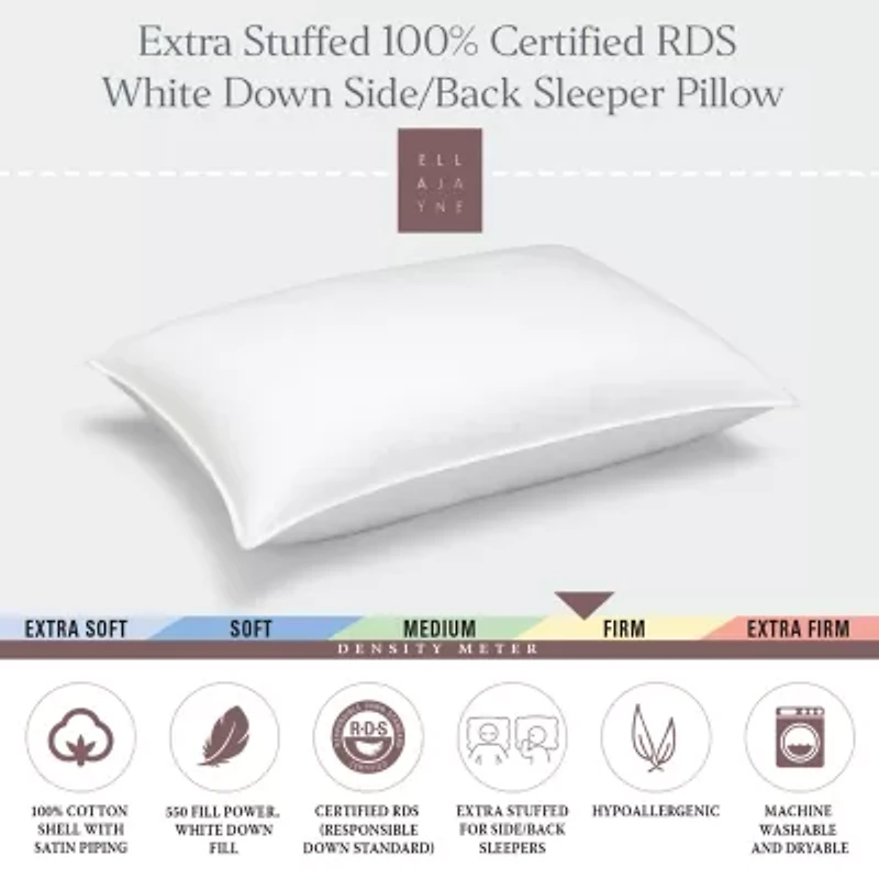 Ella Jayne White Down 100% Certified RDS Firm Side/Back Sleeper Pillow