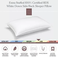 Ella Jayne White Down 100% Certified RDS Firm Side/Back Sleeper Pillow