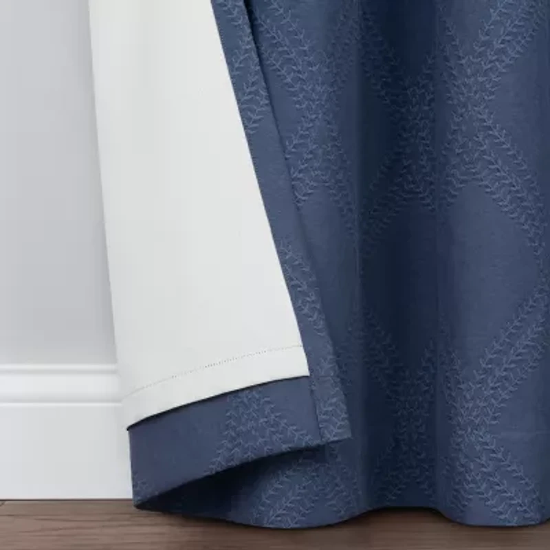 Fieldcrest Heritage Davina Intertwining Vines Grommet Top Energy Saving 100% Blackout Single Curtain Panel