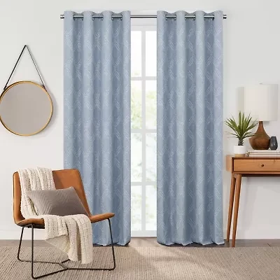 Fieldcrest Heritage Davina Intertwining Vines Grommet Top Energy Saving 100% Blackout Single Curtain Panel