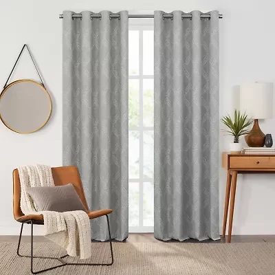 Fieldcrest Heritage Davina Intertwining Vines Grommet Top Energy Saving 100% Blackout Single Curtain Panel