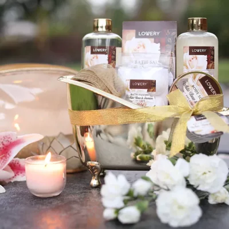 Lovery White Rose & Jasmine Set -13pc Bath And Body Gift Basket