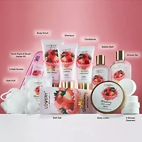 Lovery Strawberry Milk Home Bath Gift Set - 25pc Tote Bag Gift