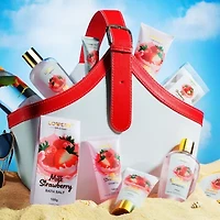 Lovery Strawberry Milk Home Bath Gift Set - 25pc Tote Bag Gift