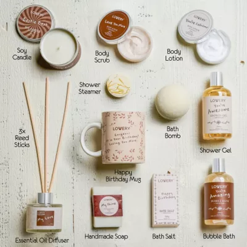 Lovery Birthday Gift Basket - 15pc Coconut Home Spa Set