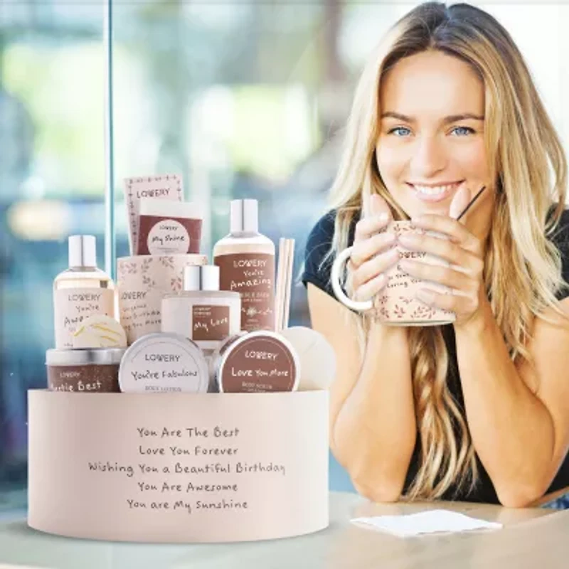 Lovery Birthday Gift Basket - 15pc Coconut Home Spa Set