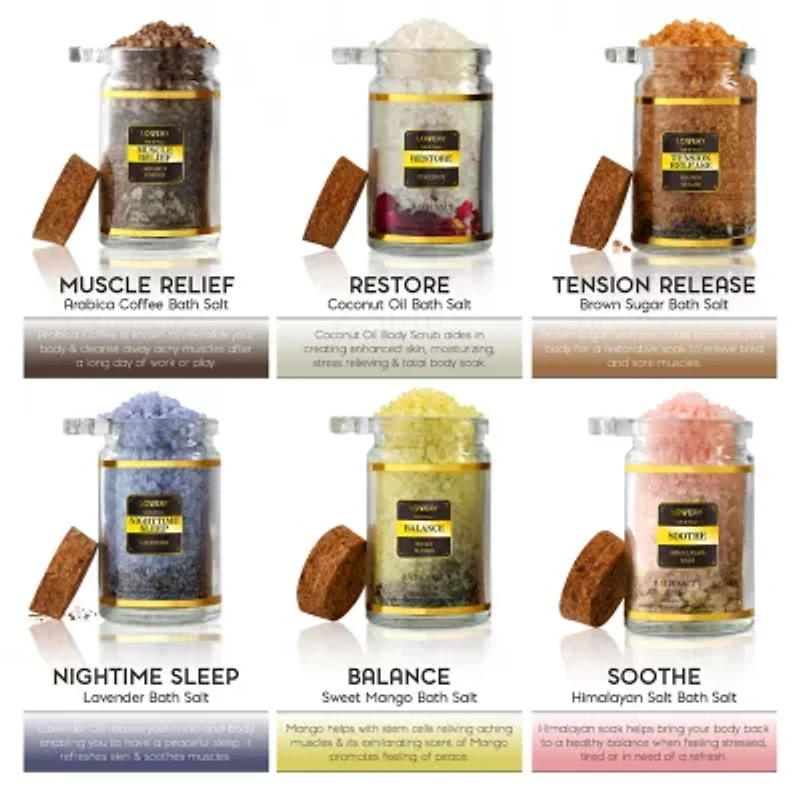 Lovery Bath Salts Gift Set - 12pc Scented Spa Soaks