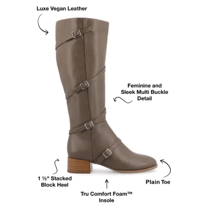 Journee Collection Womens Elettra Stacked Heel Riding Boots