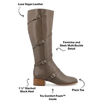 Journee Collection Womens Elettra Stacked Heel Riding Boots