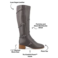 Journee Collection Womens Elettra Stacked Heel Riding Boots
