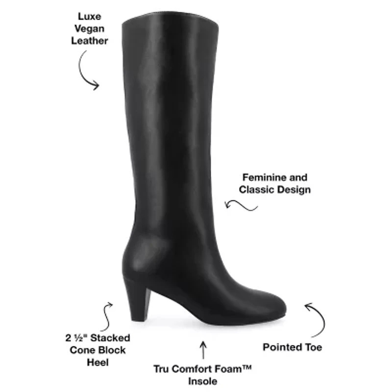 Journee Collection Womens Jovey Stacked Heel Dress Boots