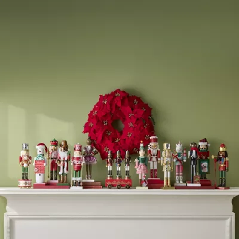 North Pole Trading Co. 14in Traditional Drummer Wood Christmas Nutcracker